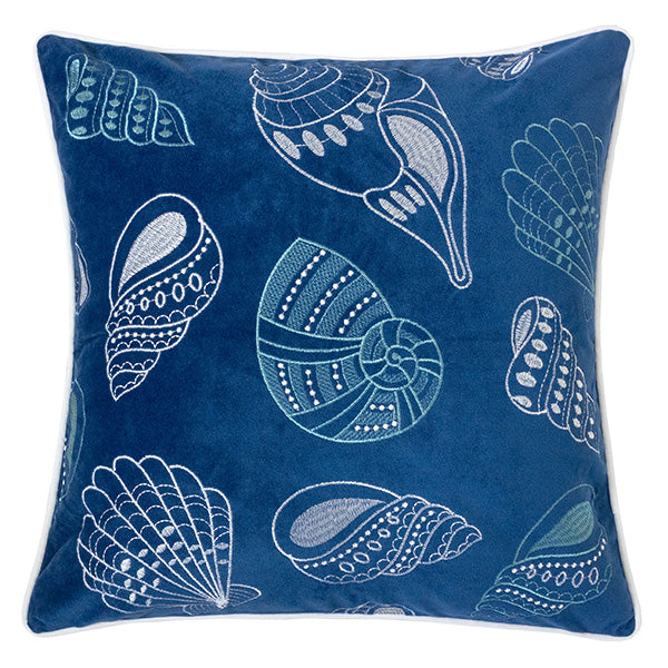 Stupell Industries Various Seashells Blue Beach Line Patterns 4 Pillow Set,  18 x 18